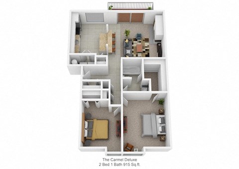 2 bedroom 1 bathroom floor plan A at Harpers Point Apartments, Ohio, 45249